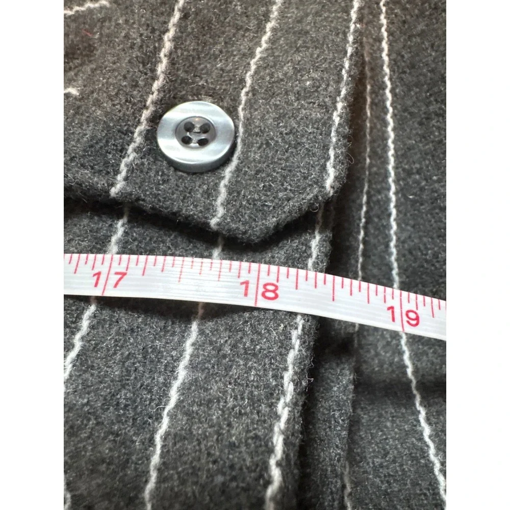 Fashion Nova Men Pinstripe Shirt Jacket Charcoal Grey White Stripe Size L